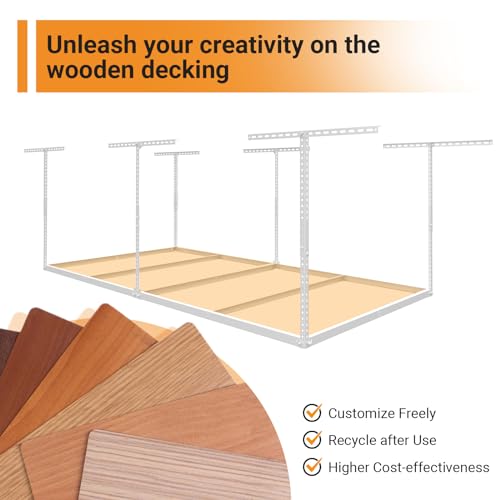4x8ft Overhead Ceiling Garage Storage Rack (White)