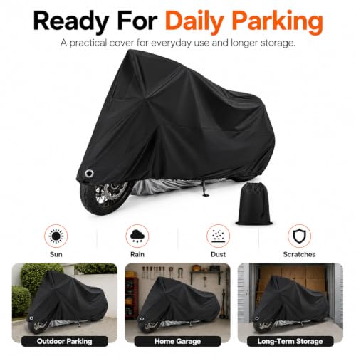 Motorcycle Cover All Season Universal Weather Waterproof Motorbike Cover with Lock (XXL)