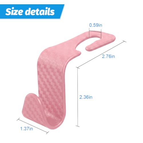 4 Pack Headrest Hooks for Vehicle Seats (Carbon Fiber/Pink)
