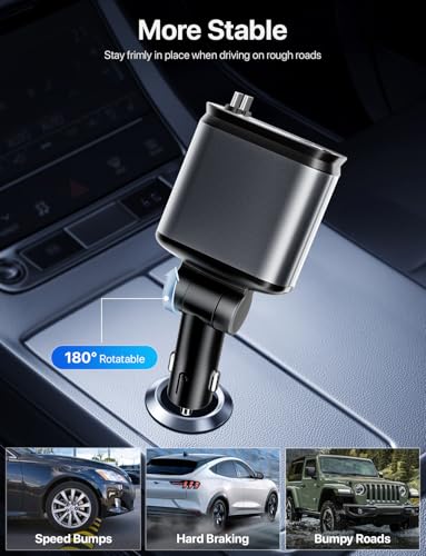 Starlight Retractable Car Charger with Dual Type C Cables (Light Silver / Dual Type C)