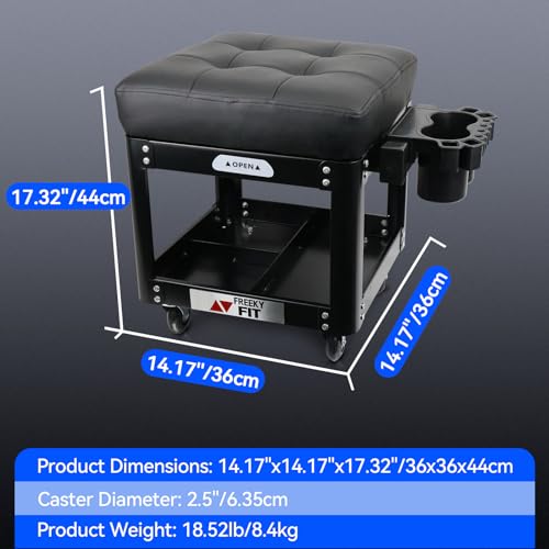 Rolling Creeper Garage Shop Seat for Men (Black)