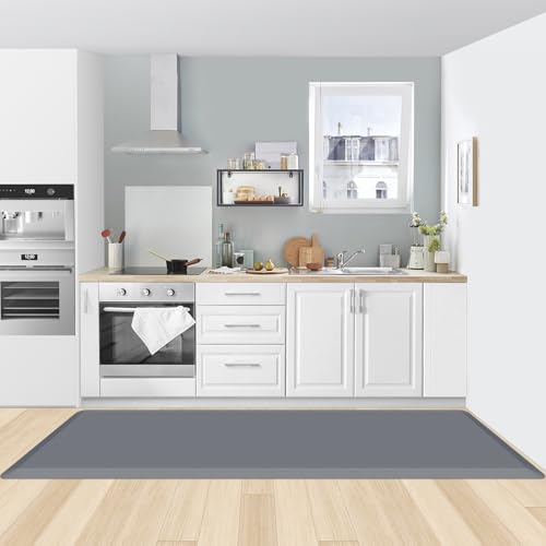 0.8" Thick Kitchen Mat Cushioned Anti Fatigue Rug Comfort Floor Mats (Grey / 72"L x 22"W x 0.8"Th)