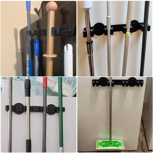 Magnetic Mop Broom Holder (4 Slot 3 Hooks Magnetic Mop Holder)
