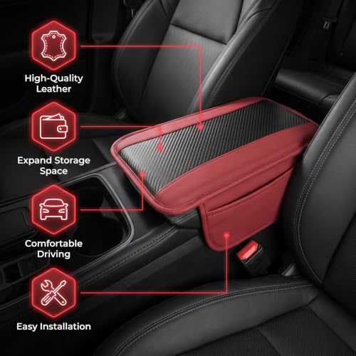 Car Center Console Organizer Cover (Red)