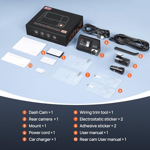 4K Dash Cam Front and Rear with STARVIS (A800S-1)