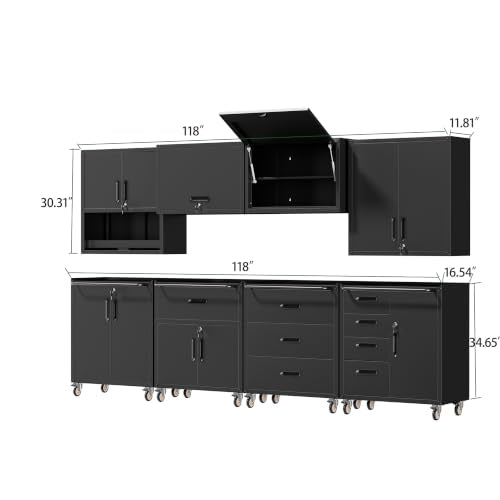Garage Cabinet System (Black / 8 Pcs-StyleD)