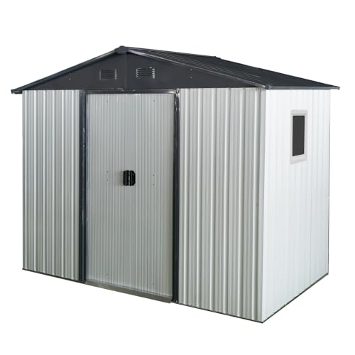4x8 FT Outdoor Storage Shed (4x8 FT/Window / White+Black)