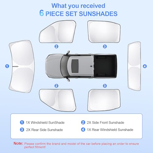 6pcs Car Window Shades for Toyota Tundra 2022 (for Toyota Tundra2022-2026)