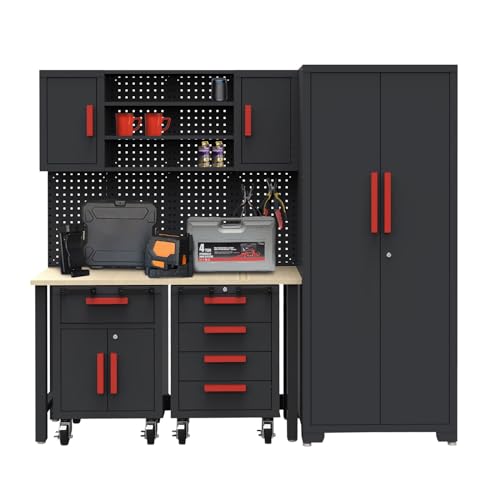 6 Pcs Garage Storage Cabinet System (Black-6pcs)