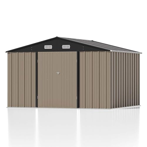 10 x 8 FT Outdoor Storage Shed (Brown / 10x8 FT)