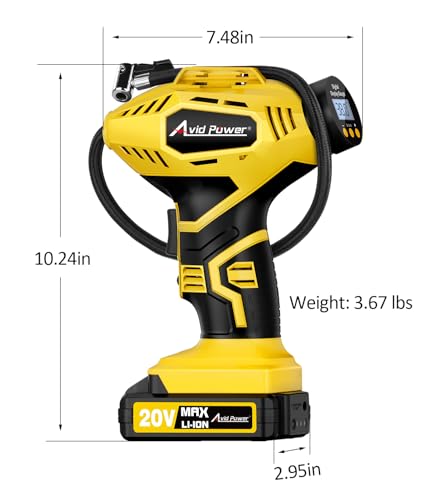 20V Rechargeable Cordless Tire Inflator Portable Air Compressor (Yellow)