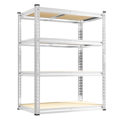 Galvanized Storage Shelves with Rolled Edges for Garage Basement (35.45" W x 17.72" D x 60.05" H / Sliver)