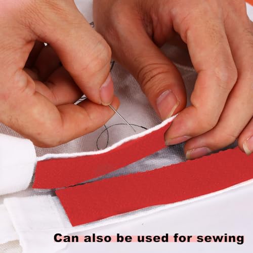 1"x16ft Hook and Loop Straps with 25 Metal Buckles (1in x 16ft Red)