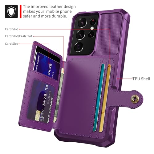 Wallet Case for Samsung Galaxy S21 Ultra (Purple / Samsung Galaxy S21 Ultra)