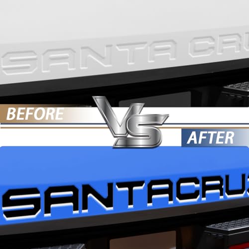 Tailgate Insert Letters Compatible for 2022 2023 2024 2025 Santa Cruz 4D Raised Tailgate Decal Letters (Silver Edge Black Faced)