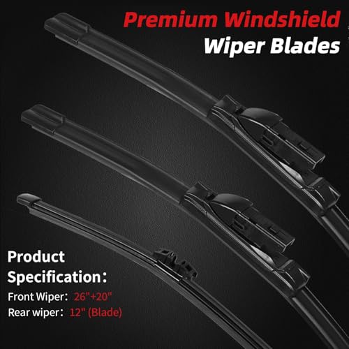 Premium Windshield Wiper Blades Replacement for BMW X3 2018 (26"+20"+12"(Top Lock))