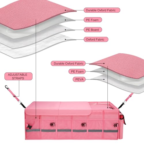 Car Trunk Organizer and Storage for Car (Pink / Large)