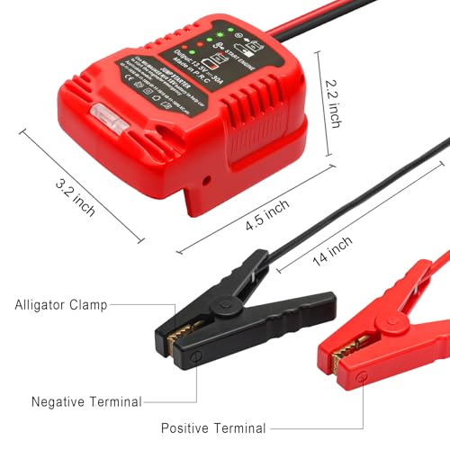 12V Jump Starter Adapter Compatible with Milwaukee 18V Batteries (Red-1PACK)