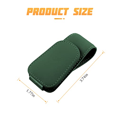 Sunglasses Holders for Car Sun Visor (1 Pack / Green/Leather)