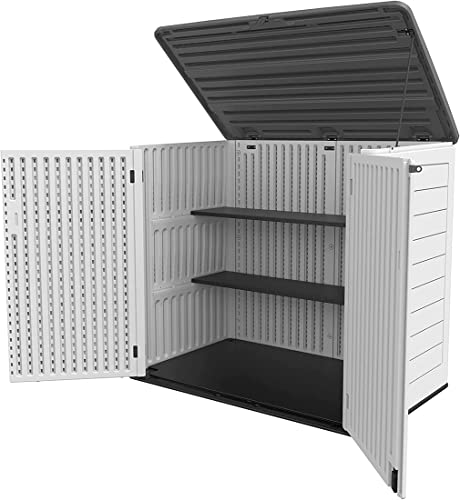 Larger Outdoor Storage Shed Weather Resistance (48 Cu.ft Off White Shed-01A)