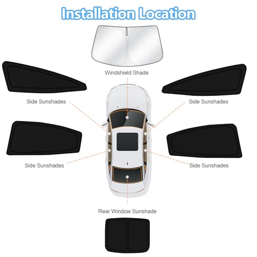Car Window Shades for Toyota Prius 2023 2024 2025 2026 Windshield Sun Shade Side Window Cover UV Block Privacy Protection Accessories for Camping Blackout Rear Back Full Set 6PCS (FOR | Prius 2023-2026 (6pcs))