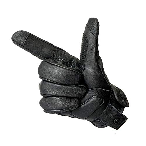 Updated Men’s Goat Skin Leather Motorcycle Gloves Touchscreen Knuckle Protector Motorcross Racing Gloves (Updated,non-perforated / X-Large)