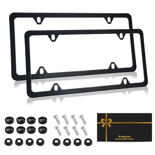 2 Pack Black License Plate Frame (4 Holes Black)