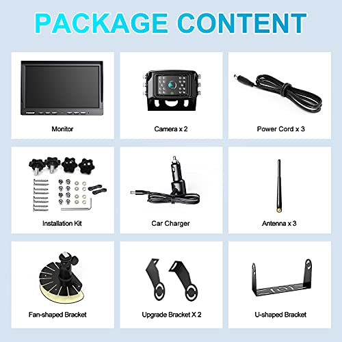 HD 1080P DVR 10" Wireless RV Backup Camera System (Coal Black / 10-inch+2 Cam)