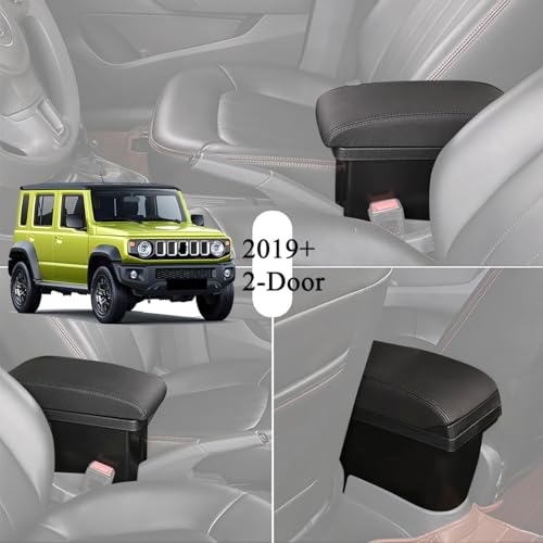 Armrest Box Center Console Arm Rest Seat Storage Box for Suzuki Jimny 2019 (Black-B Black Line)