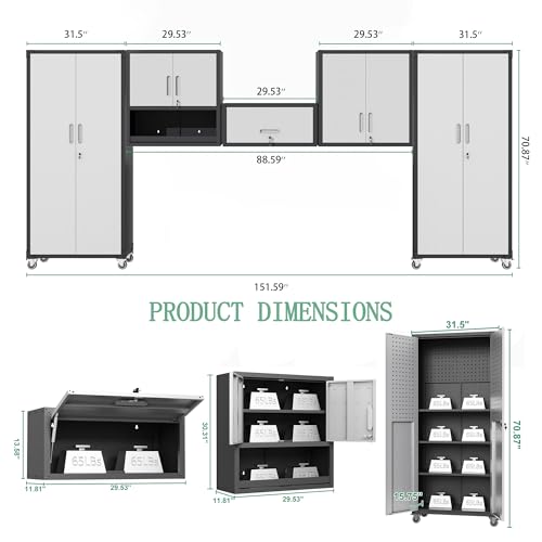 Garage Cabinet System (Black & Grey / 5 Pcs-StyleA)