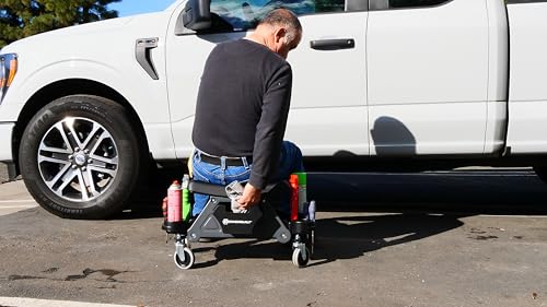 Heavy Duty Utility Rolling Seat Upgraded with Padding (Foam Cushion)