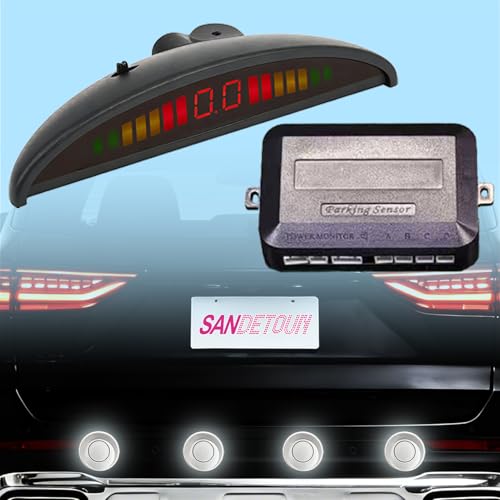 Parking Sensor Kit Backup Sensor Kit Reverse Sensor for Car 20 Color Options for Probes Adjustable Alarm Volume Professional Sensore de Reversa para Carro Safe Driving Assistant(White) (White)