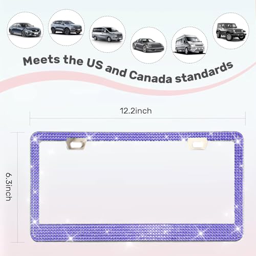 2 Pack License Plate Frames for Women (Purple (2PCS))