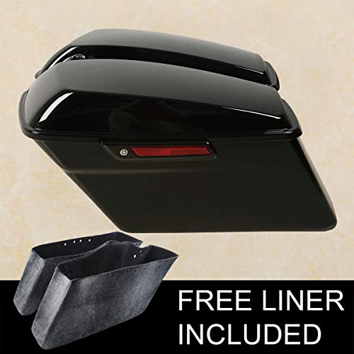 Motorcycle Saddlebags with Black Conversion Brackets Fit For Harley Softail Deluxe Heritage Softail 1984 (Vivid Black W/ Black Latches)