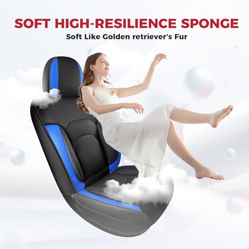 Car Seat Covers Full Set (Black Blue / 5 Pcs Full Set)