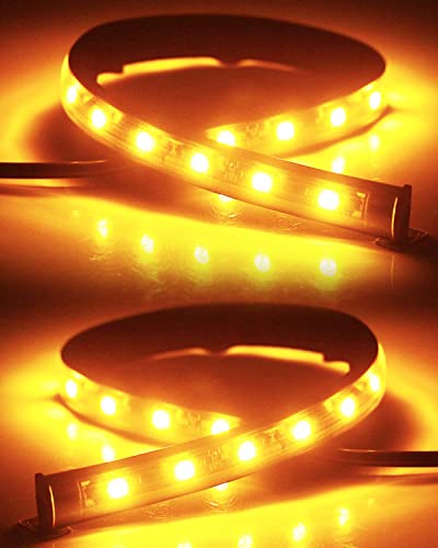 12V Led Light Strip for Car Motorcycle Golf Cart 12.5In Amber 4Pack (Amber Led Strip)