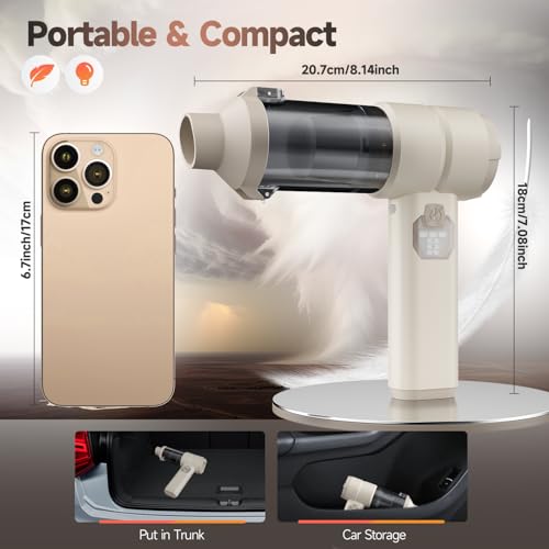 Car Vacuum Handheld Car Vacuum Cleaner Cordless with Brushless Motor (Beige)