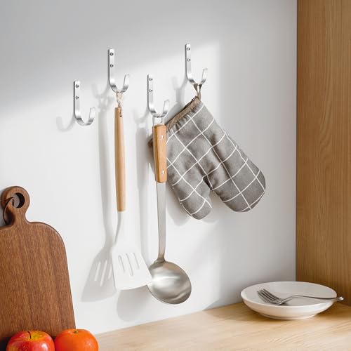 10 Pack 22LB Wall Hooks for Hanging Towel (Silver / 10 Pack)