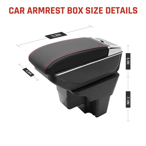 Car Armrest Box for KIA Stonic Rio 3 2018 (NO USB Ports / Red Thread)