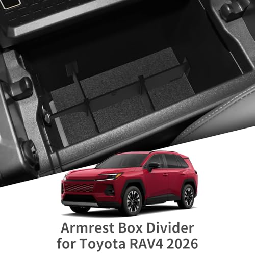 Center Console Dividers for Toyota RAV4 2026 ABS Interior Accessories Armrest Box Insert Storage Dividers Black (26RAV4 A-Divider)
