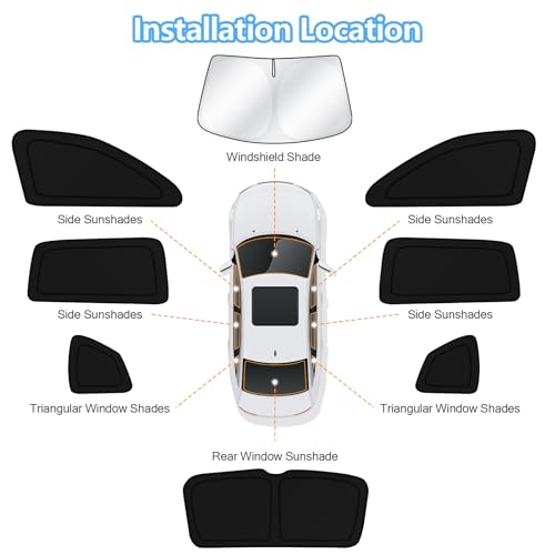 Car Window Shades for Volkswagen Tiguan 2018 2019 2020 2021 2022 2023 Windshield Sun Shade Side Window Cover UV Block Privacy Protection Accessories for Camping Blackout Rear Back Full Set 8PCS (FOR | Tiguan 2018-2023 (8pcs))