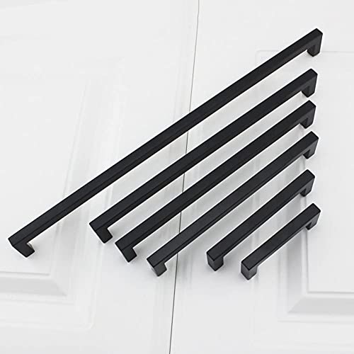 100 Pack 3 Inch Black Kitchen Cabinet Handles Square Drawer Pull (Matte Black / 3 Inch Hole Centers)