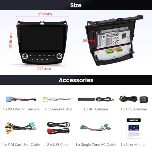 10.1" Android 14 Car Stereo for Honda Accord 7th 2003