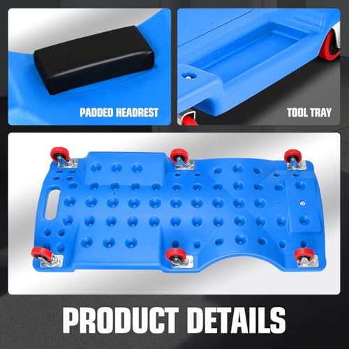 36" L X 17" W x 4.25" H Vehicle Repair Low Profile Automotive Creeper w (Blue / 36 Inches)