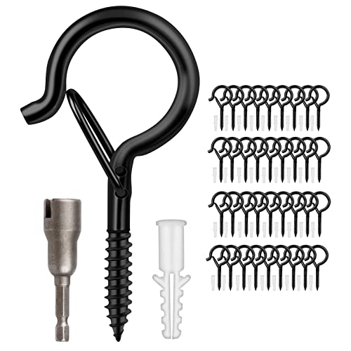 36 PCS Q Hanger Hooks with Safety Buckle (Black / 36 Pcs)