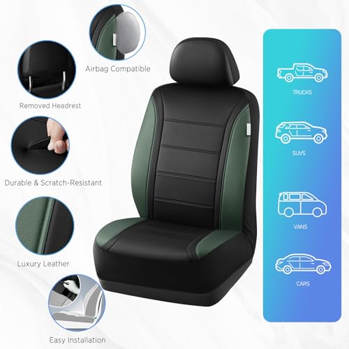 Leather Seat Covers (Green Full Set)