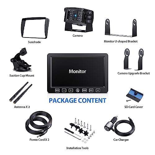 1080P Wireless Backup Camera System Kit with 7'' DVR Split Touch Monitor