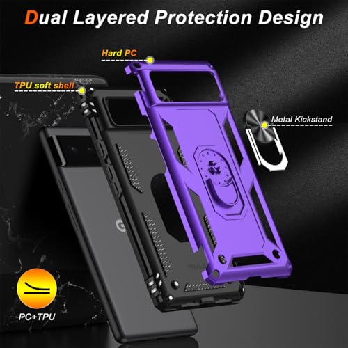 for Google Pixel 6A Case with Screen Protector (Purple / Google Pixel 6A)