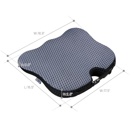 Wedge Car Seat Cushion for Better Visibility & Sciatica Pain Relief (Gray)
