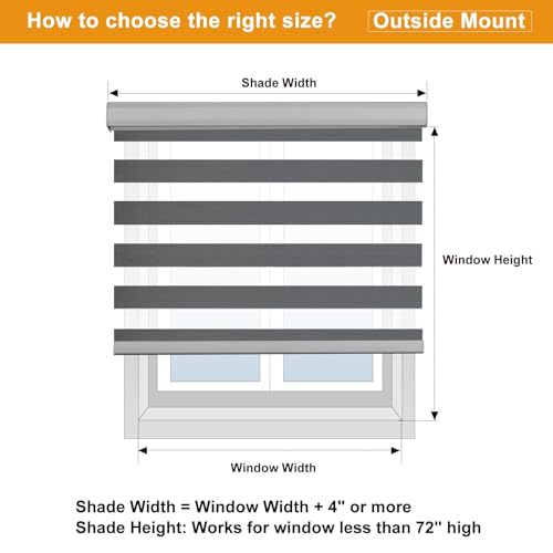 Custom Size Cordless Zebra Blinds for Windows Free (Custom Size / Grey)